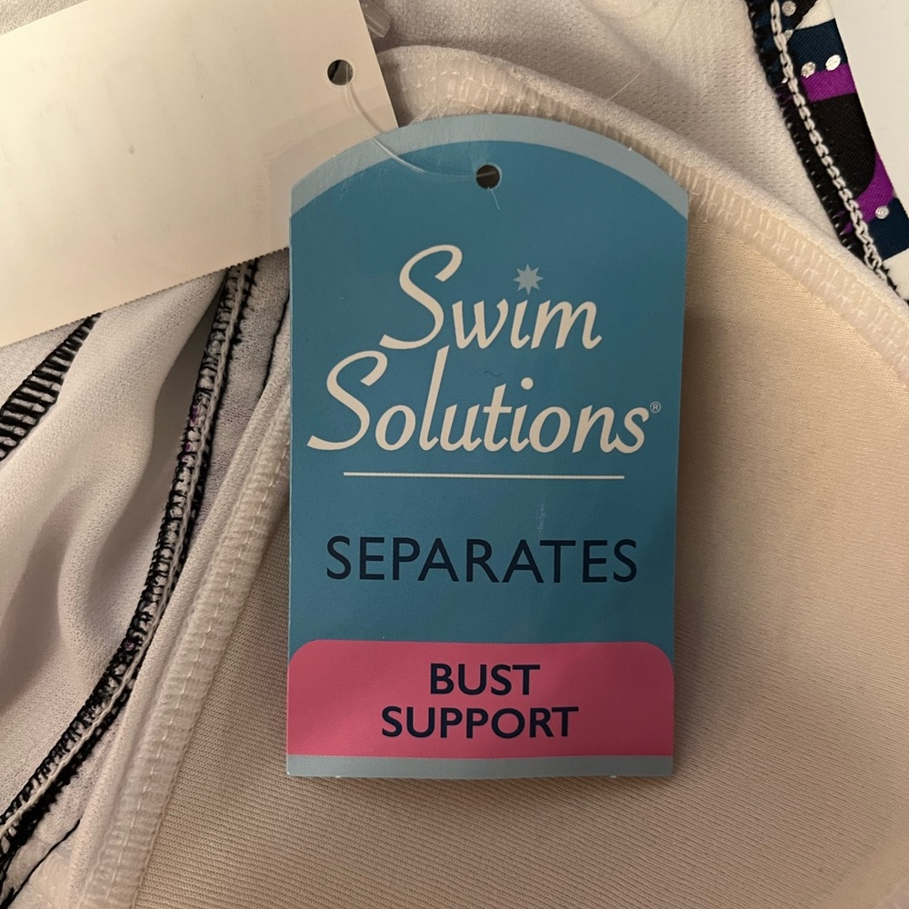 Swim Solutions Printed Metallic Tankini Swim Top - Picture 6 of 10